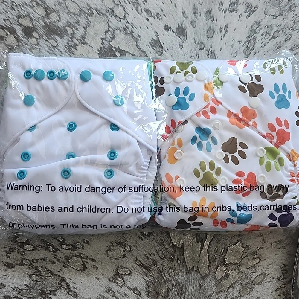 Wegreeco Baby Diapers Neutral Pattern With Wet Bag & Inserts New